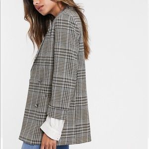 Stradivarius blazer in beige check